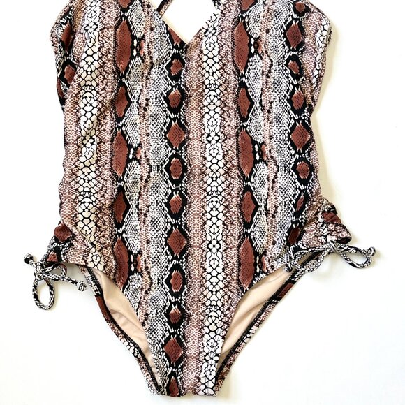 Kona Sol One Piece Snake Skin Print Swimsuit Womens Size M - Picture 4 of 11